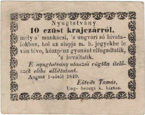 Munkács 10 kr 1849 FRONT