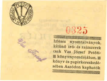 Vas Jzsef Petfi Nyomdja 50 f BACK